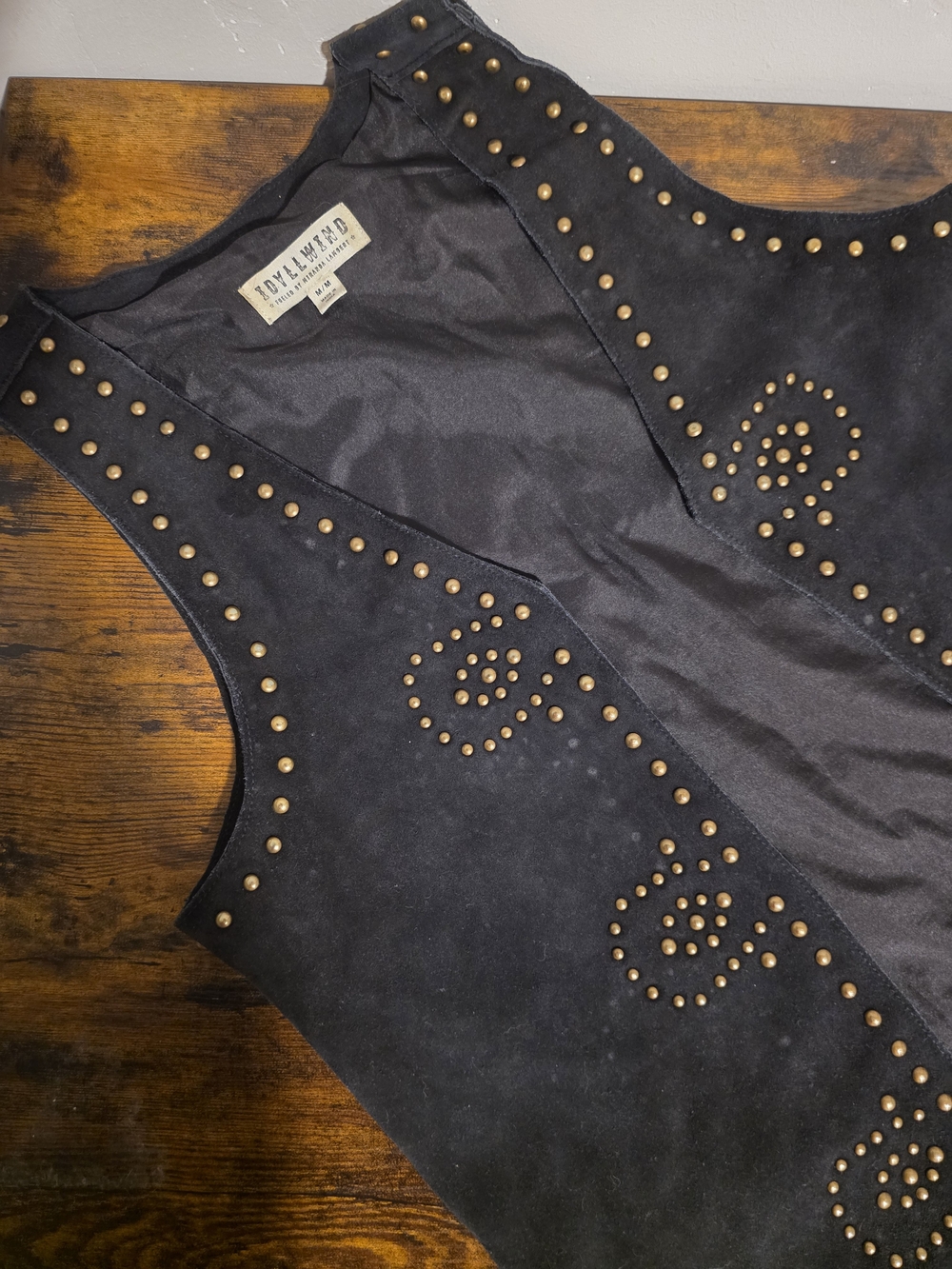 Idyllwind Black Suede Studded Vest with Bronze Rivet Accents